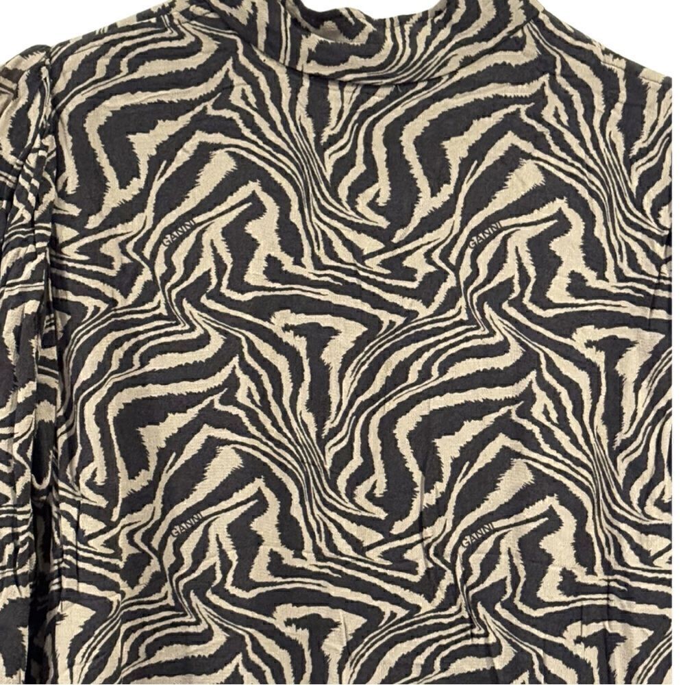 Ganni Gathered printed georgette mini dress Size EU 34 - Picture 12 of 14